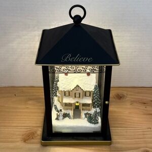 Thomas Kinkade Bradford Exchange Sparkle of the Season‎ Believe Lantern LED